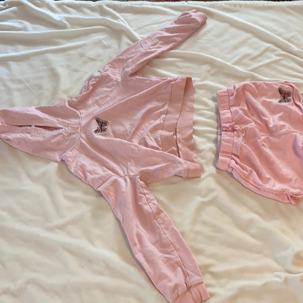 A matching pink butterfly set